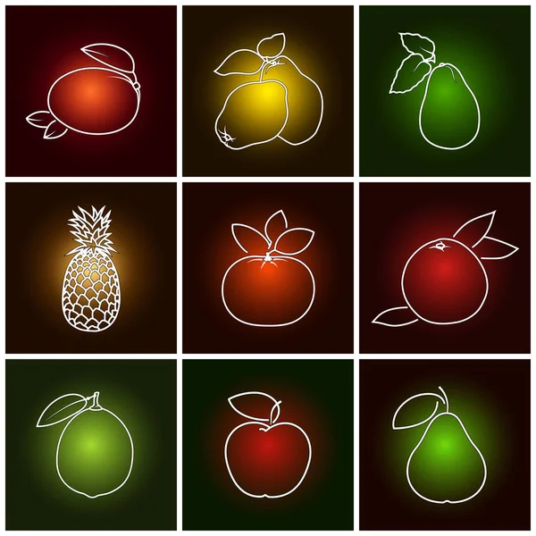 Icônes tropicales d'agrumes — Image vectorielle