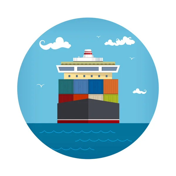 Ícone do navio contentor de carga — Vetor de Stock