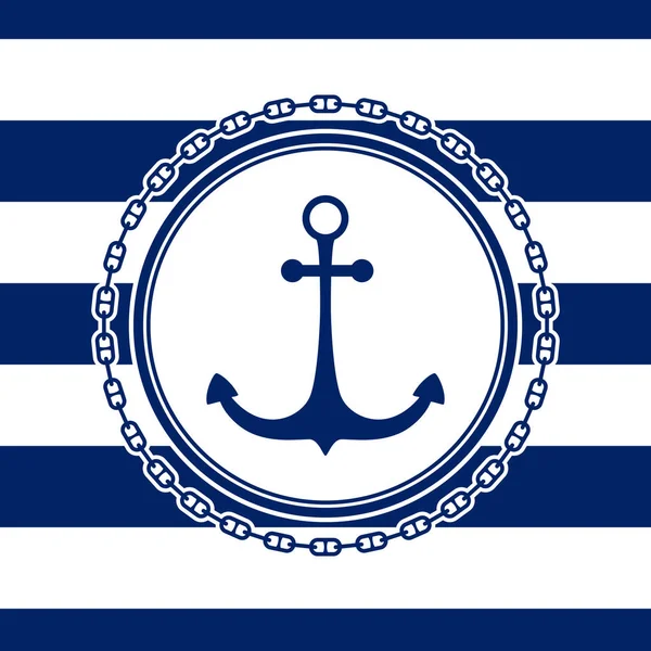 Emblema marino rotondo con ancora — Vettoriale Stock