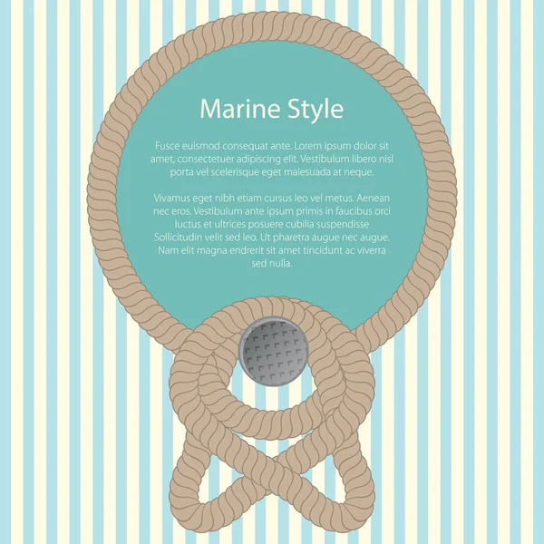 Marco marino con una cuerda y texto — Vector de stock