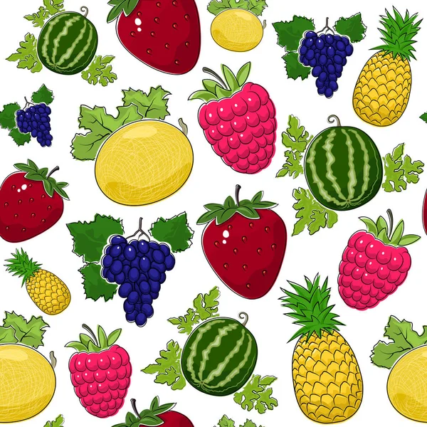 달콤한 달콤한 과일의 완벽 한 패턴 — 스톡 벡터