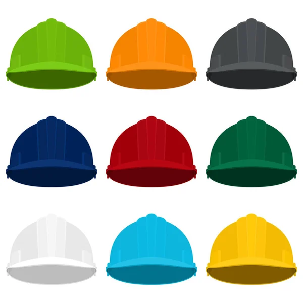 Multicolored Working Safety Helmets — Stock Vector