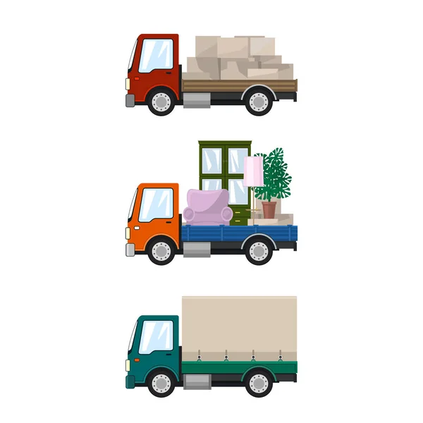 Conjunto de caminhões de carga —  Vetores de Stock
