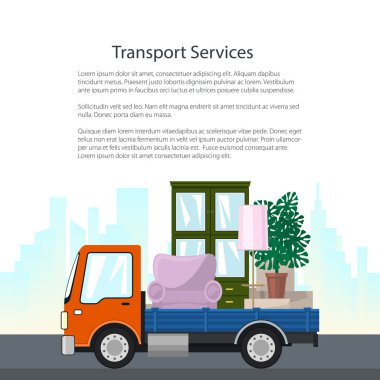 Turuncu yük kamyon taşıma mobilya olduğunu
