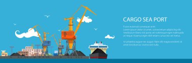 Banner with Cargo Sea Port clipart