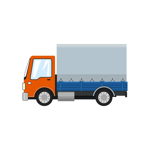 Orange liten täckt lastbil isolerade — Stock vektor
