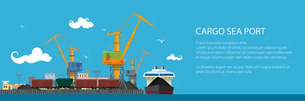 Banner met lading zeehaven — Stockvector