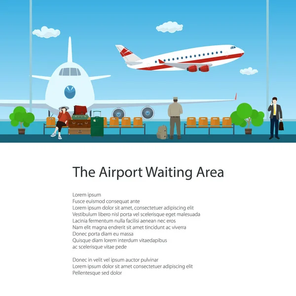 Flyer de la salle d'attente avec passagers — Image vectorielle