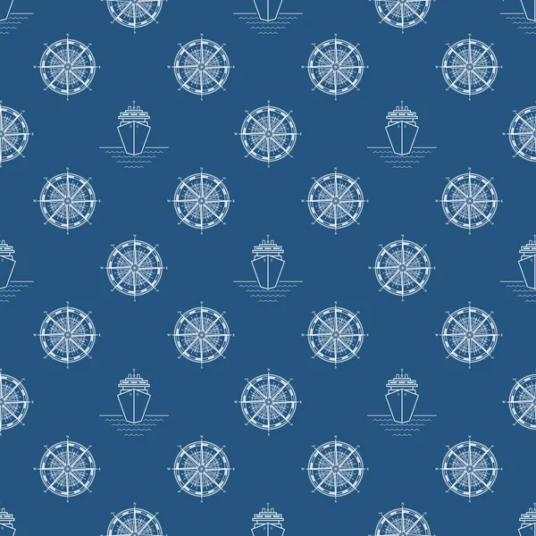 Modèle maritime bleu sans couture — Image vectorielle