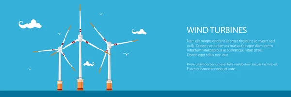 Banner met horizontale as windturbines — Stockvector