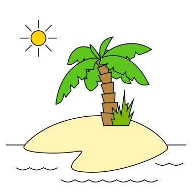 Palmiye ağacı izole ada