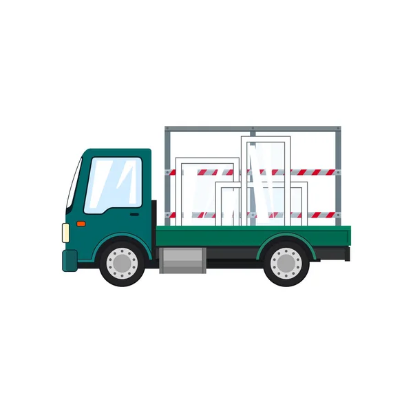 Camión con vidrio sobre fondo blanco — Vector de stock