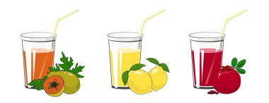 Papaya, limon ve nar meyve suları