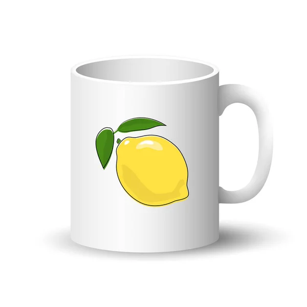 Tasse blanche au citron — Image vectorielle