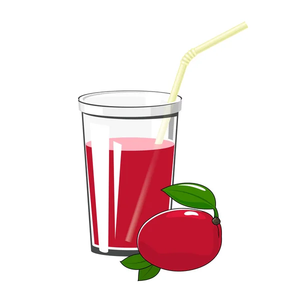 Copo de suco de manga vermelha — Vetor de Stock