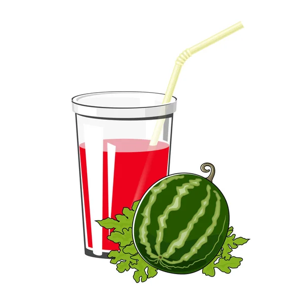 Bicchiere con succo di anguria — Vettoriale Stock