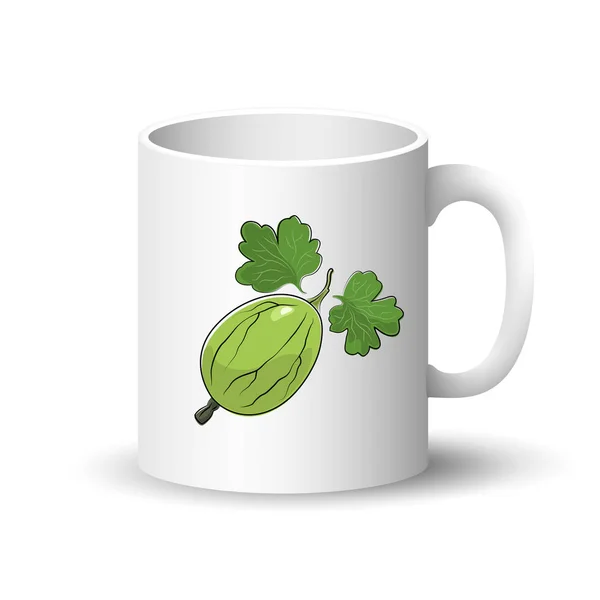 Taza blanca con grosella — Vector de stock