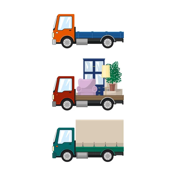 Conjunto de caminhões de carga isolados —  Vetores de Stock