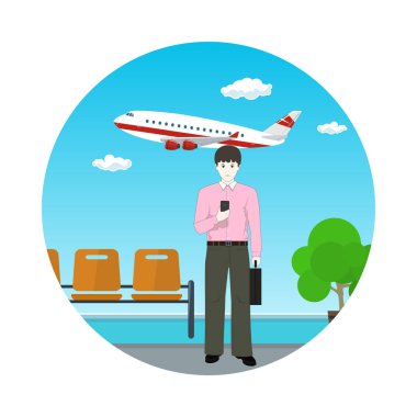 Havaalanında bir evrak çantası ile Avrupa insan