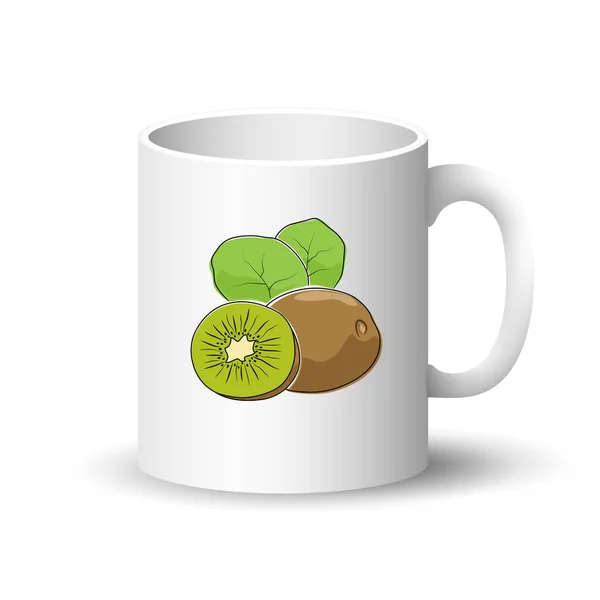 White Mug with Kiwifruit — Stock Vector