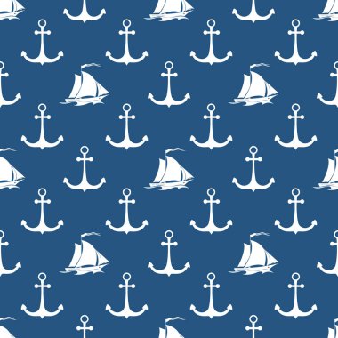 Kesintisiz mavi ve beyaz deniz desen