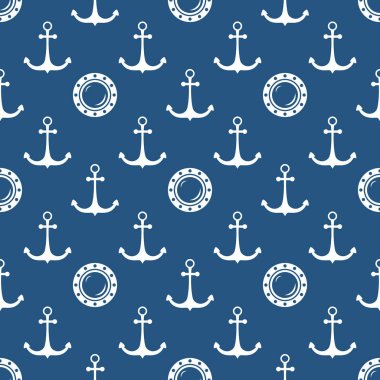 Kesintisiz mavi ve beyaz deniz desen