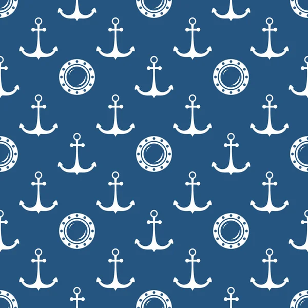 Modèle maritime bleu et blanc sans couture — Image vectorielle