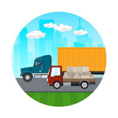 Kamyon ve küçük kargo Van sürücü yolda