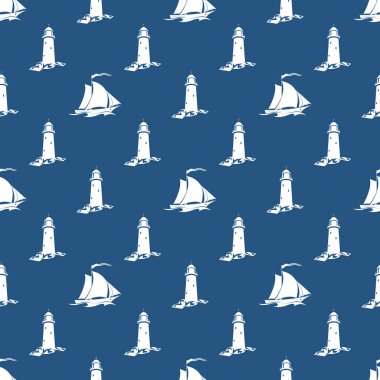Seamless Blue and White Maritime Pattern clipart