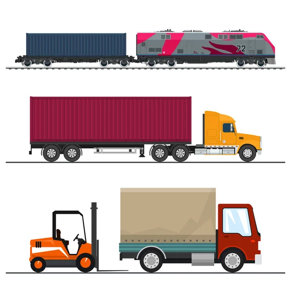 Set of Overland Freight Transport — Stock Vector