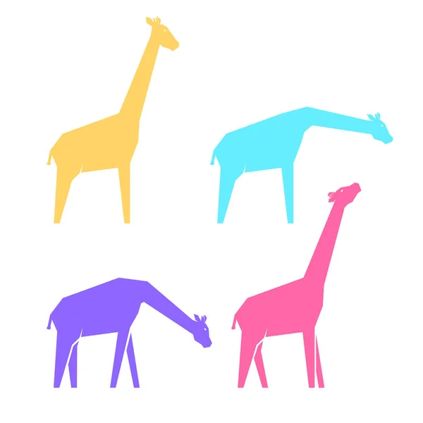 Conjunto de girafas multicoloridas —  Vetores de Stock