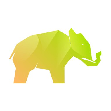 Beyaz üzerine yeşil eğimli fil