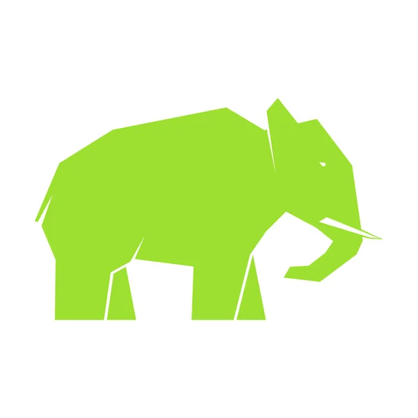 Elefante verde isolado em branco — Vetor de Stock