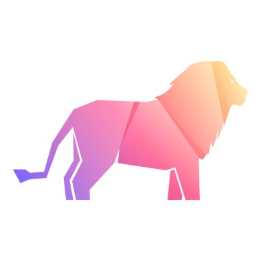 Pembe ve mor eğimli aslan izole edilmiş.