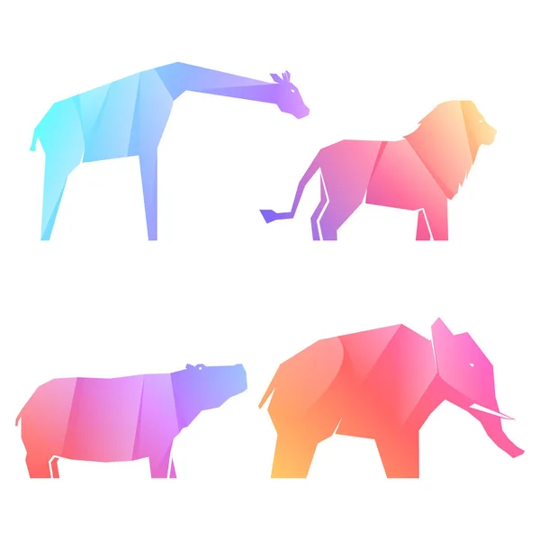 Set of gradient african animals in different poses — Stock Vector