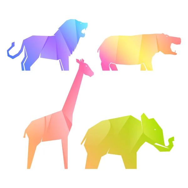 Uppsättning av gradient afrikanska djur i olika poser — Stock vektor