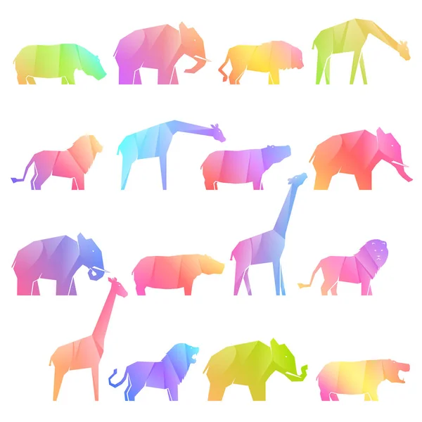 Set of multi-colored gradient african animals — Stockvektor