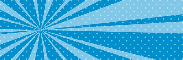 Kreskówka Retro Pop Baner Sztuki Promieniem Słońca Kropki Niebieskim Sztandarze — Wektor stockowy