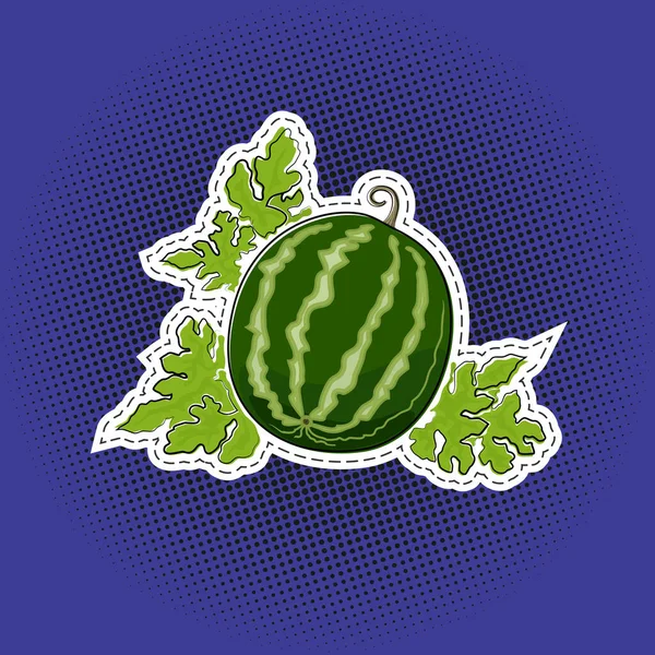 Sticker Melon Eau Aux Fruits Doux Sur Fond Pop Art — Image vectorielle