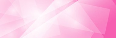 Parlak şeffaf beyaz çokgenli pembe pankart, vektör illüstrasyonu