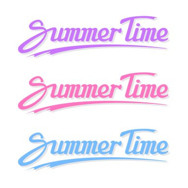 Beyaz arkaplan üzerindeki Yaz Saati, el yazısı, vektör illüstrasyonu