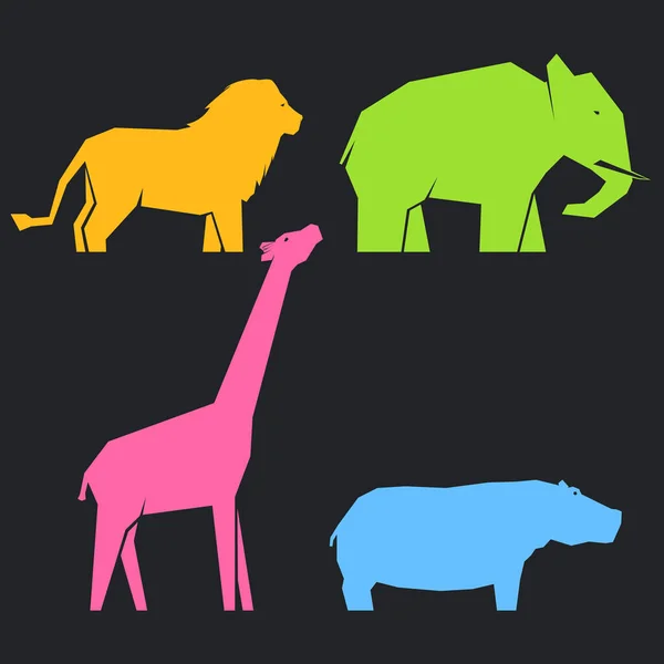 一组多色的非洲动物 — 图库矢量图片