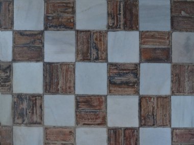 Eski İspanyol seramik fayanslarının dokusu. Kahverengi beyaz renkler.