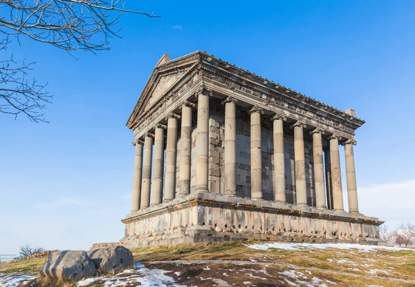 Garni Tempel Armenië Zonnige Winterdag — Stockfoto