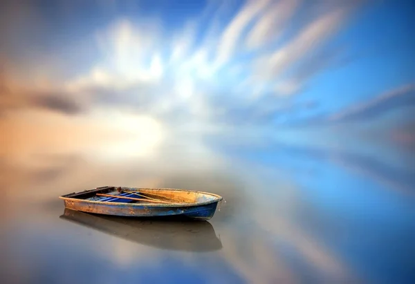 Hermoso Atardecer Cielo Azul Larga Exposición — Foto de Stock