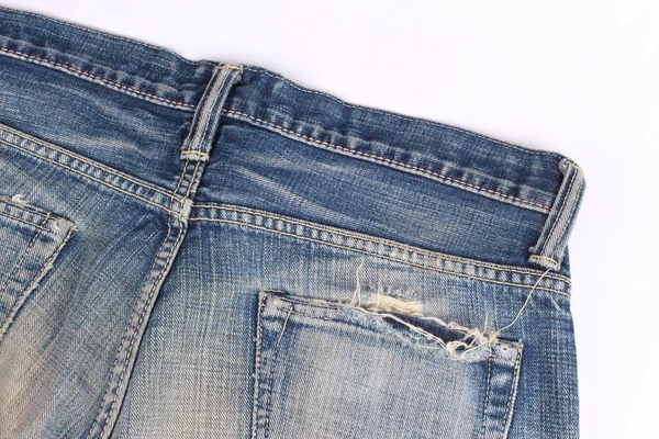 Jeans Vecchi Isolati Bianco — Foto Stock