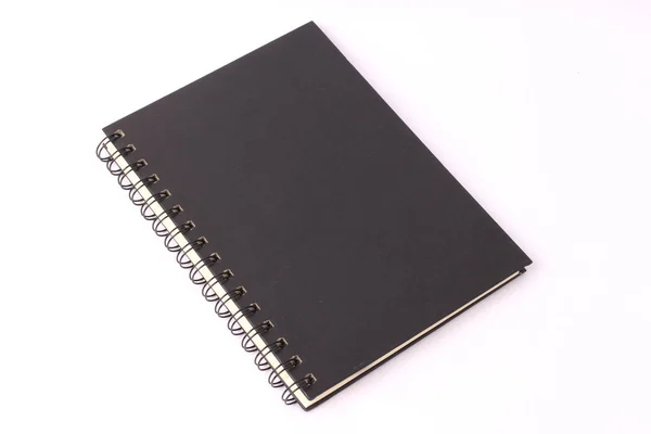 Cubierta Cuaderno Negro Aislado Blanco —  Fotos de Stock