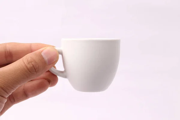 Ręczne Trzymanie Małej Filiżanki Kawy Espresso — Zdjęcie stockowe
