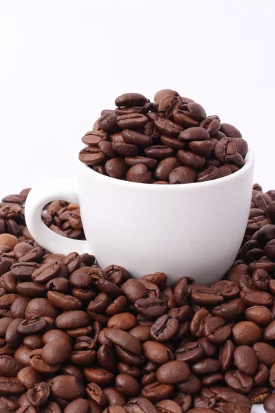 Кофе Бин Чашкой Кофе Изолированы Белом Bckground — стоковое фото