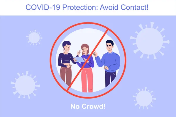 Vermeiden Sie Den Kontakt Während Der Covid Novelle Coronavirus Schutzkonzept — Stockvektor